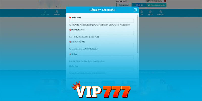 Hướng dẫn chi tiết cách đăng ký Vip777